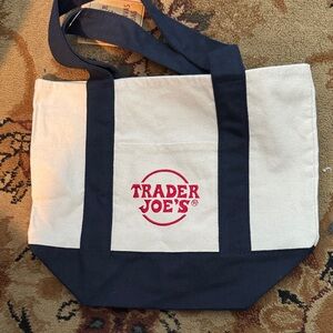 Trader Joe's Canvas Tote Bag mono tote navy blue straps
